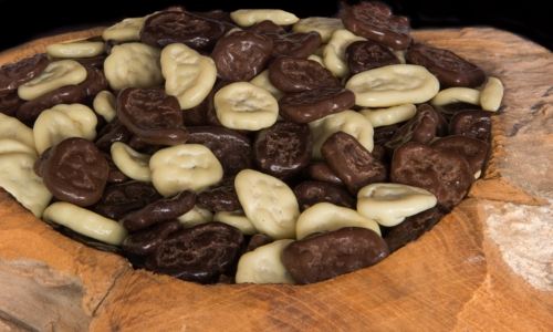 biologische bananen banaanschijf chocolade coating drageren